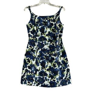 vintage ESPRIT DE CORP 100% Silk Floral Mini Dress Unlined Zip Up Back Size 5/6